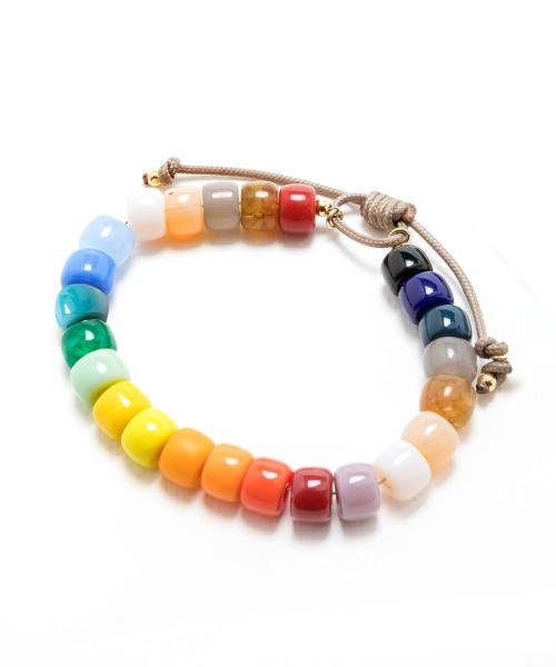 Bracciale Rainbow con palline colorate di ossidiana